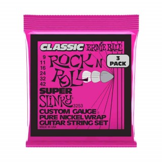Ernie Ball Super Slinky Classic Rock N Roll Pure Nickel Wrap 3253 經典搖滾鈍鎳 電吉他套弦 (3件組) 09-42